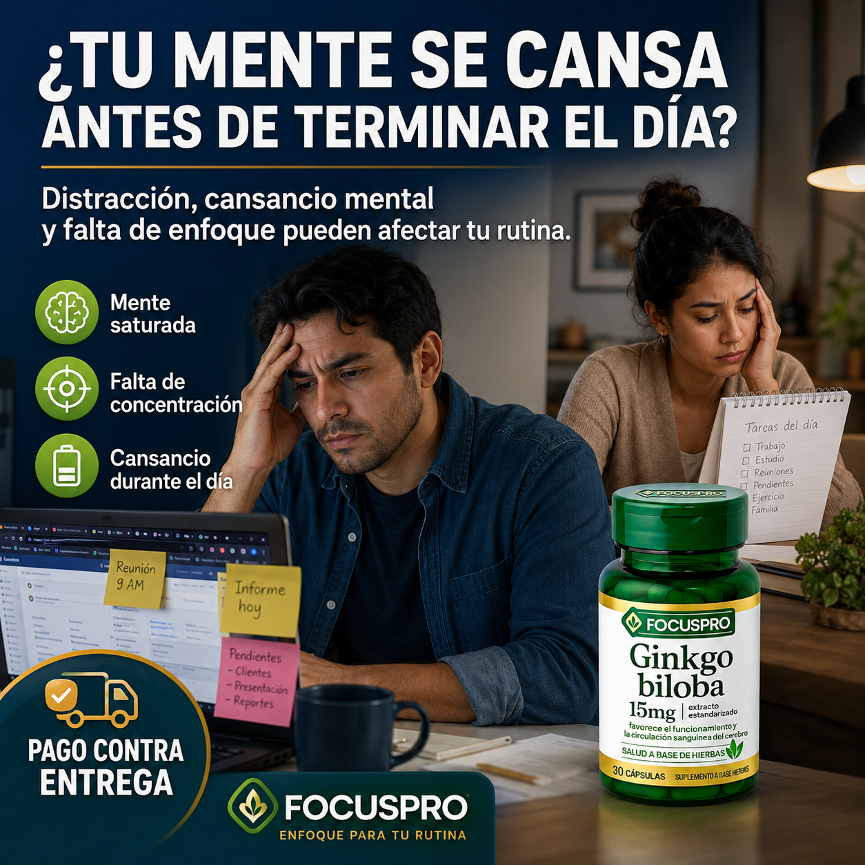 FocusPro Mente Activa - Apoya tu concentración, claridad mental y energía diaria