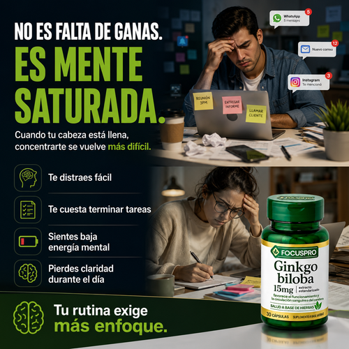 FocusPro Mente Activa - Apoya tu concentración, claridad mental y energía diaria