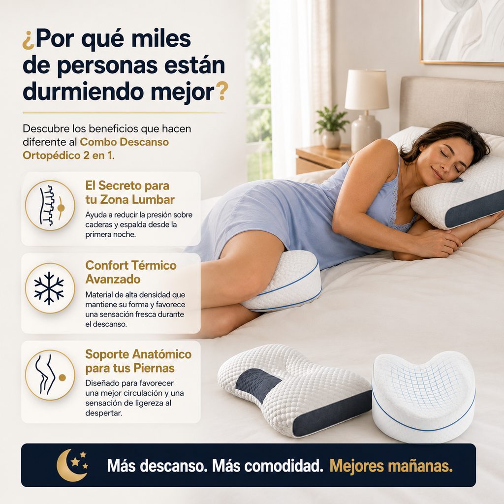 Combo Ortopédico 2 en 1 - Almohada Cervical y Cojin entre piernas