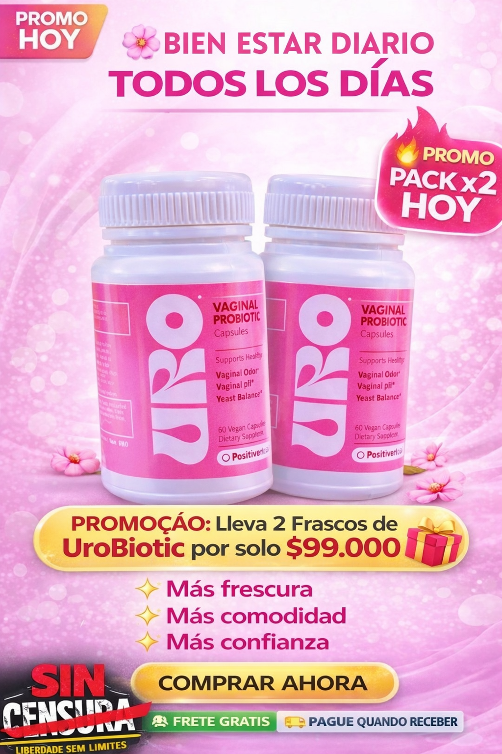 PROMOÇÃO: Lleva 2 Frascos de UroBiotic por solo $99.000 🎁 -- ✨ Equilibrio, protección y bienestar