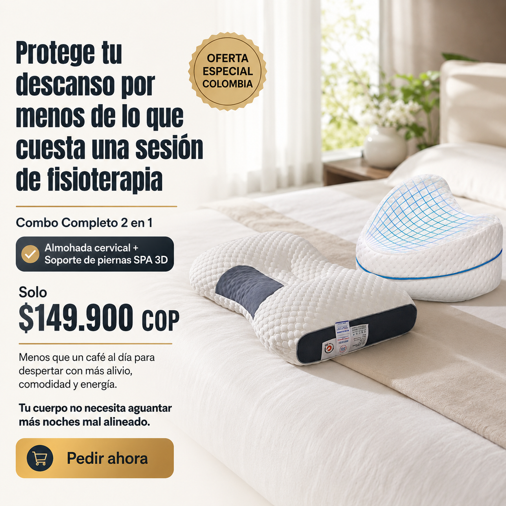 Combo Ortopédico 2 en 1 - Almohada Cervical y Cojin entre piernas